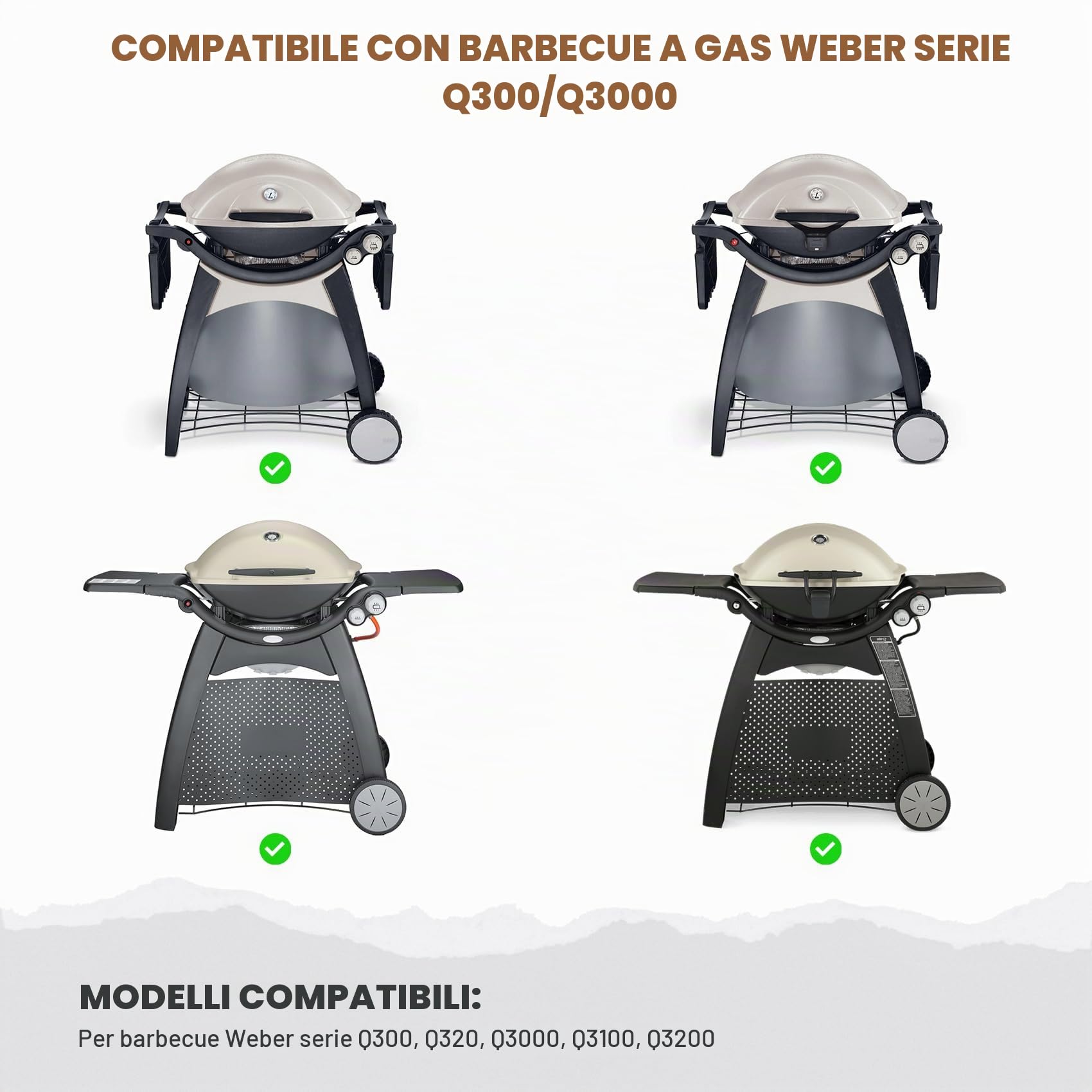 Onlyfire Set di Piastra e Griglia di Cottura in Ghisa per Griglie a Gas Weber Q300 Q320 Q3000 Q3100 Q3200, Ricambio per Weber 6560/7646