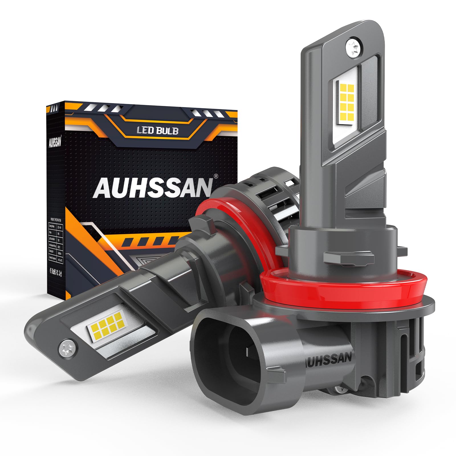 AUHSSAN H11 Lampen Auto 12V 100W – Extra Helles 6000K Weißlicht, H8 H9 Scheinwerfer Glühbirnen als zuverlässiger Ersatz Plug & Play Einbau & lange Lebensdauer,