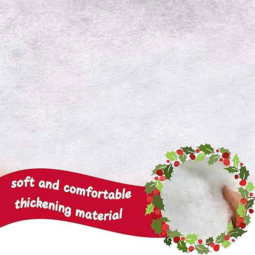 Miniatura 3 de Paquete de 3 mantas de nieve de Navidad de 3 x 8 pies, manta de nieve de algodón artificial, rollos de algodón grueso blanco para invierno, sábana