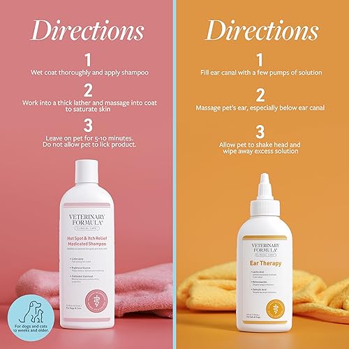 Miniatura 5 de Veterinary Formula Clinical Care Hot Spot & Itch Relief Champú medicado para perros y gatos (16 onzas) + terapia de oídos Veterinary Formula