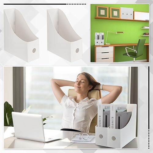 Miniatura 7 de Harloon 24 piezas de plástico para archivadores de revistas, organizador de carpetas de almacenamiento de escritorio, estantes de cartón, caja de