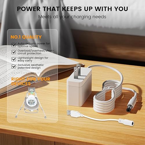 Miniatura 5 de Cable de alimentación para columpio de bebé compatible con Ingenuity Swing Columpio para Bebe  para calmantede cualquier manera swayConvertMeCozy