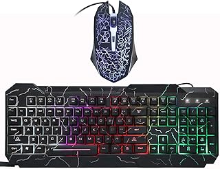 Wired Keyboard and Mouse Set, Mechanical Keyboard Mouse Set, Cracked Gaming Mechanical Keyboard, Illuminated Game Accessories, for Game, Desktop, Computer(D620)