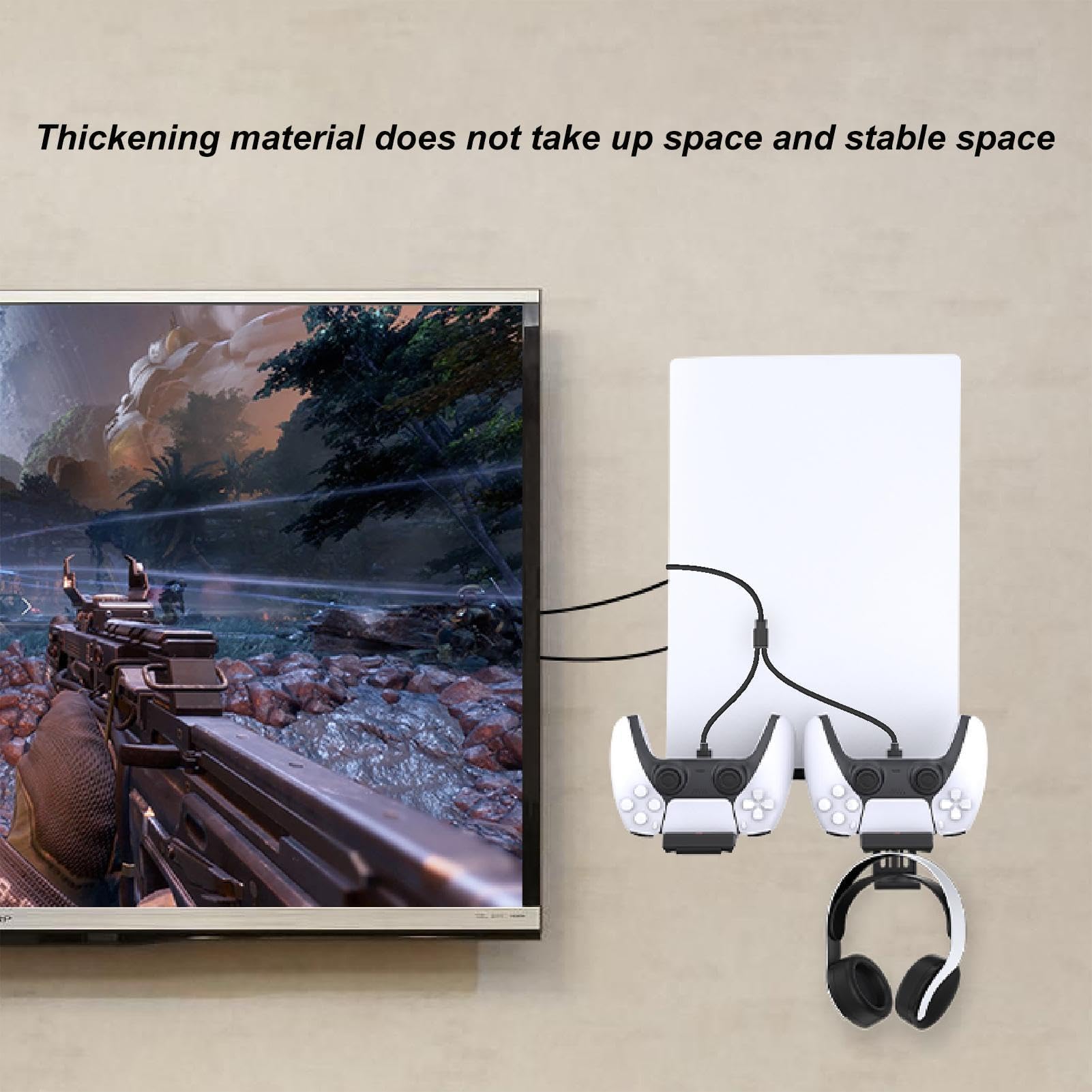 Soporte de carga y soporte de pared para consola de gamepad – versátil colgador de auriculares para controladores, cartuchos de juegos, consolas y accesorios – Solución organizadora que ahorra espacio