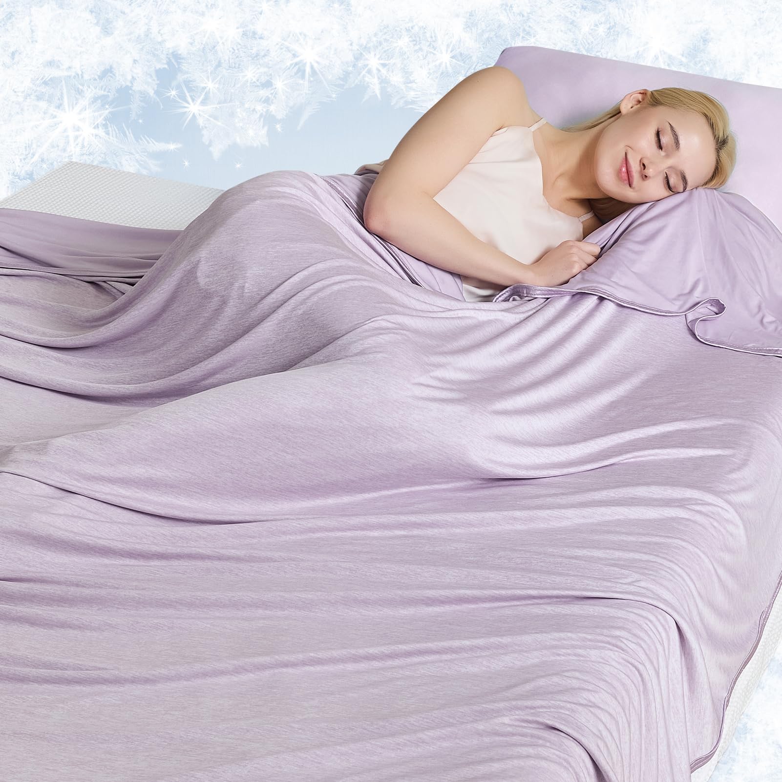 Cooling Blanket for Hot Sleepers, Throw Size, 127x178cm, Heather Purple