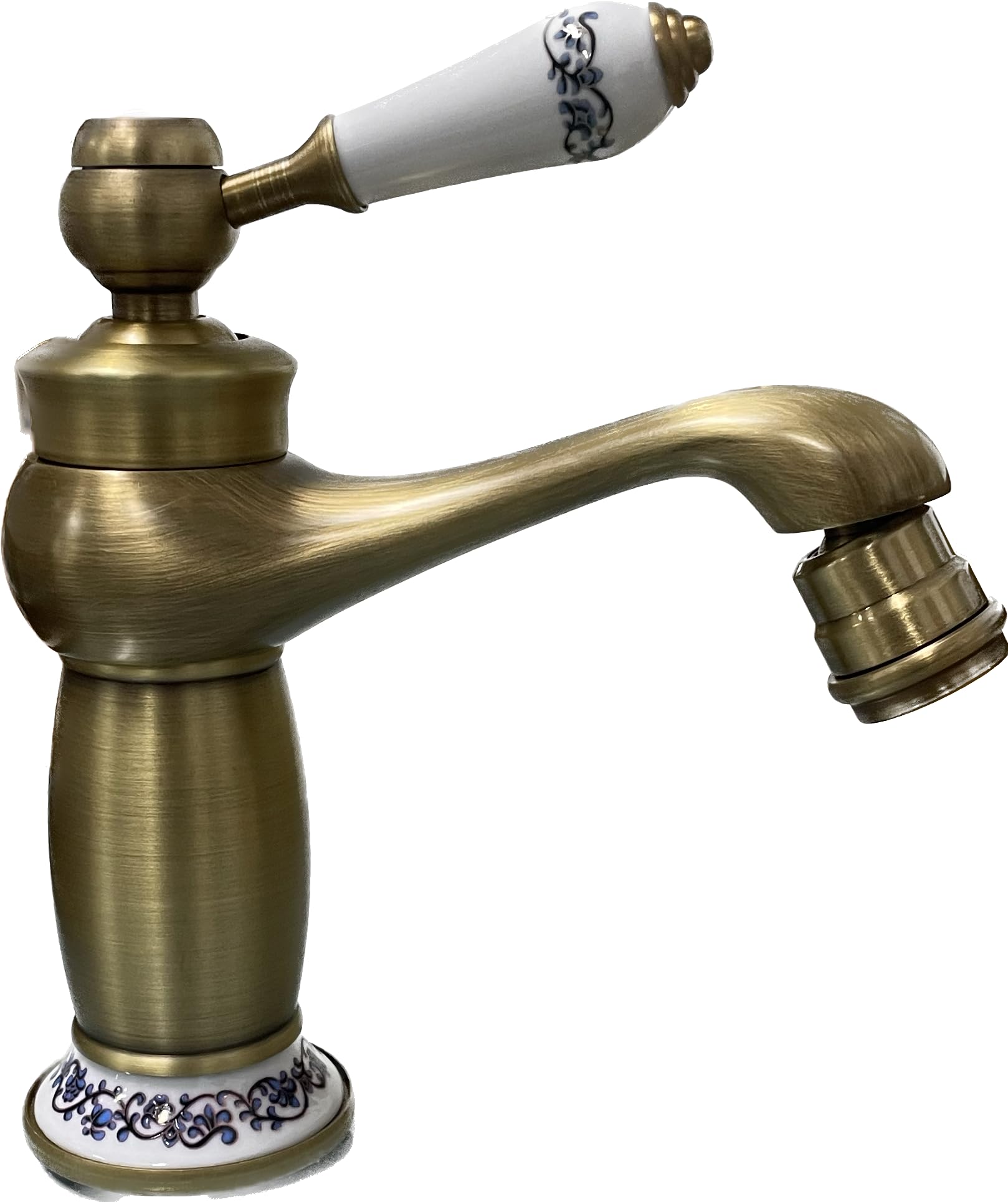 BAGNOCLIC - Miscelatore Bidet Vintage Ottone | Design Retro con Dettagli Simil-Ceramica | Snodo Orientabile | Finitura Bronzata Antica, Marrone, Ottone