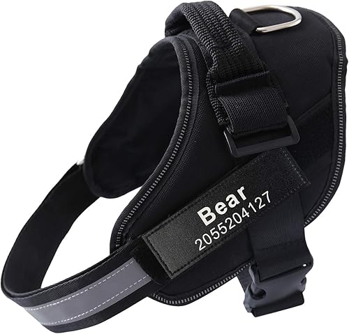 Miniatura 6 de HOTGOL Arnés personalizado para perro sin tirones con nombre personalizado y etiqueta de número de teléfono, chaleco reflectante transpirable