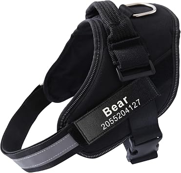 HOTGOL Custom No Pull Dog Harness with Personalize Name and Phone Number Tag,Reflective Breathable Adjustable Pet Vest for Small to Large Dogs