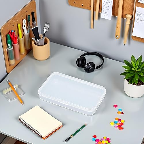 Miniatura 2 de Paquete de 4 contenedores rectangulares de polipropileno transparente con tapa con bisagras para tarjetas, accesorios, manualidades, suministros de