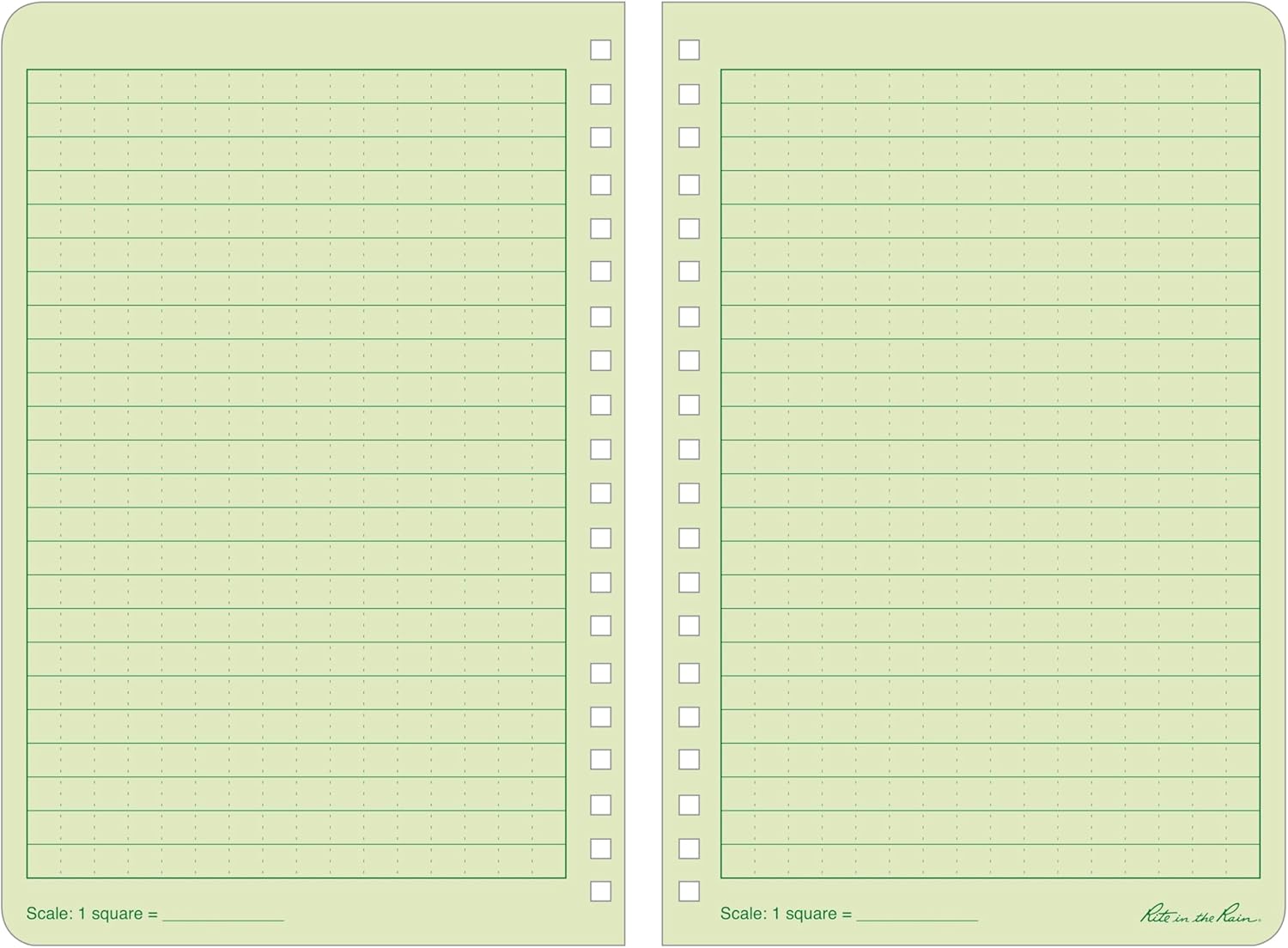 Rite in the Rain Weatherproof Side Spiral Notebook, 4.625" x 7", Green Cover, Universal Pattern, 3 Pack (No. 973L3) - Image 2