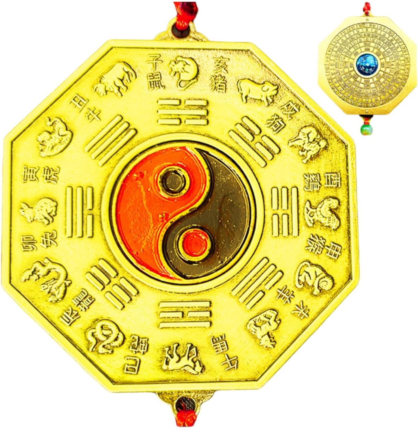 八卦罗盘 Feng Shui Good Amulet 太极八卦镜阴阳十二生肖太极镜家用大门口窗户 Feng Shui Good Amulet fengshui Chinese Tassel Ornaments-1678