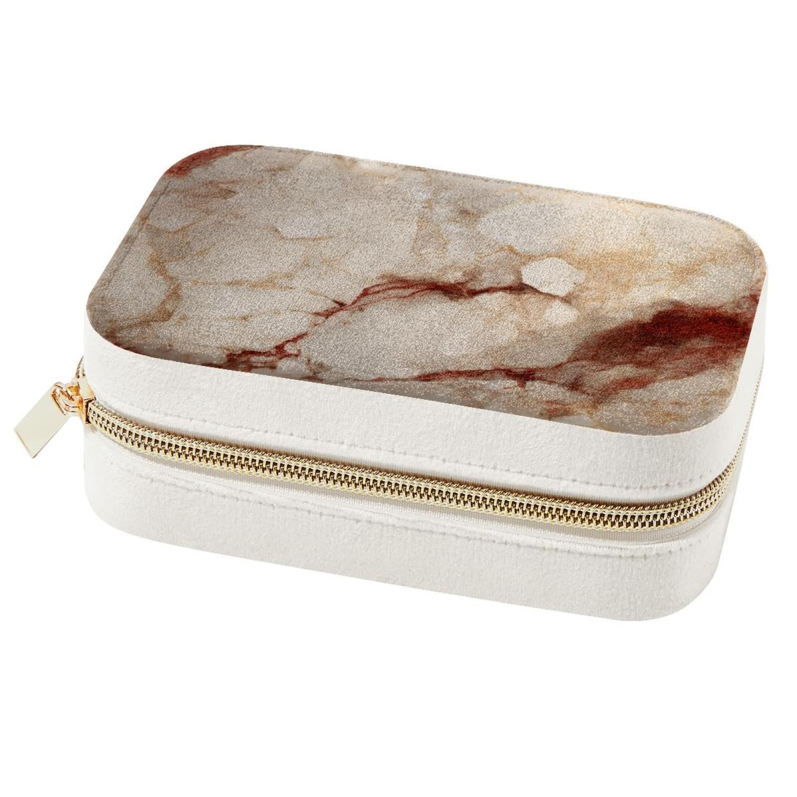 Boîte à bijoux portable anti-nœuds en marbre jaune pour voyage