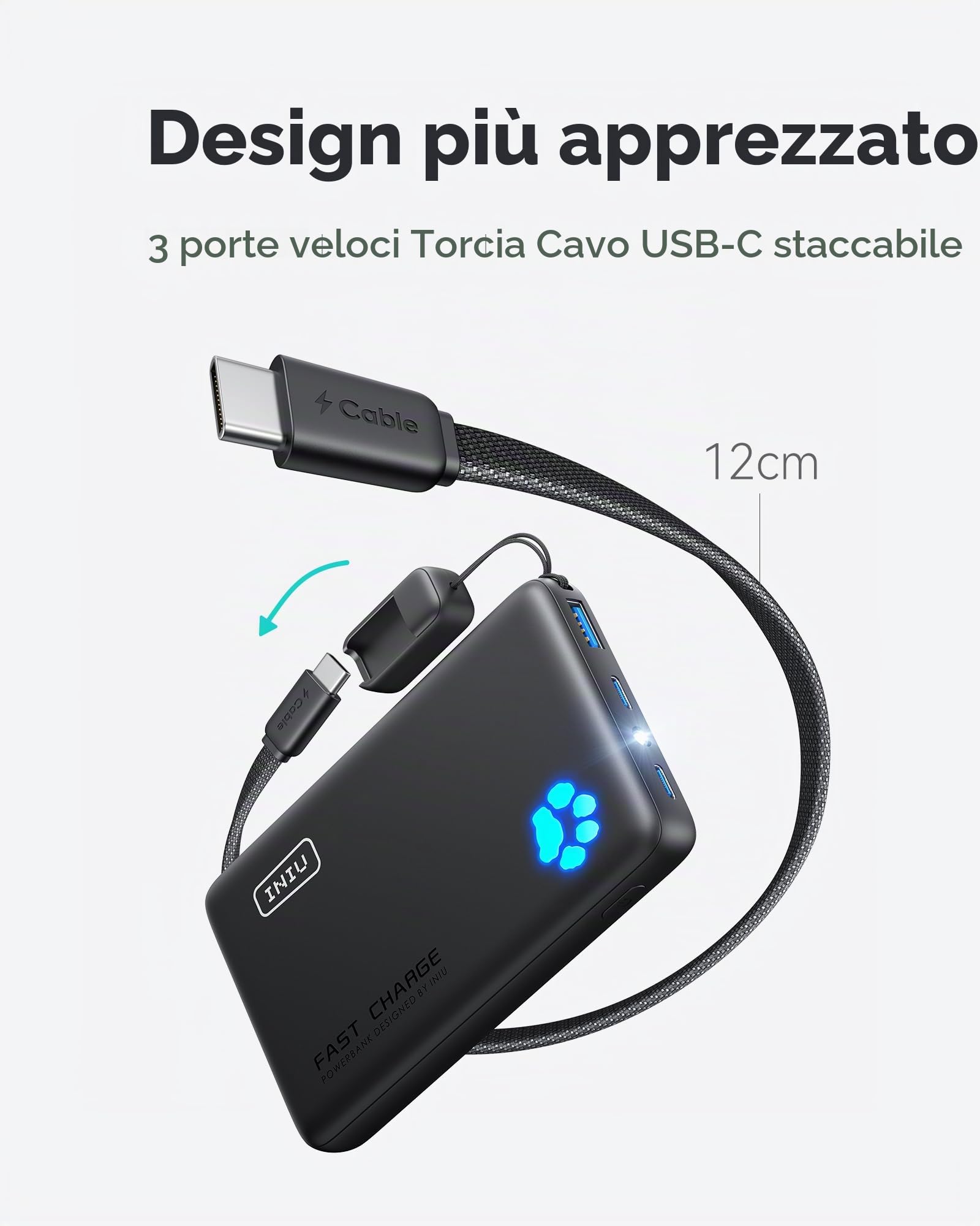 INIU Power Bank, caricabatterie portatile da 45 W PD più leggero 10000 mAh, USB C in&Out ricarica rapida, powerbank per telefono cellulare compatibile con iPhone 16 15 14 13 12 Samsung S22 S21 Google