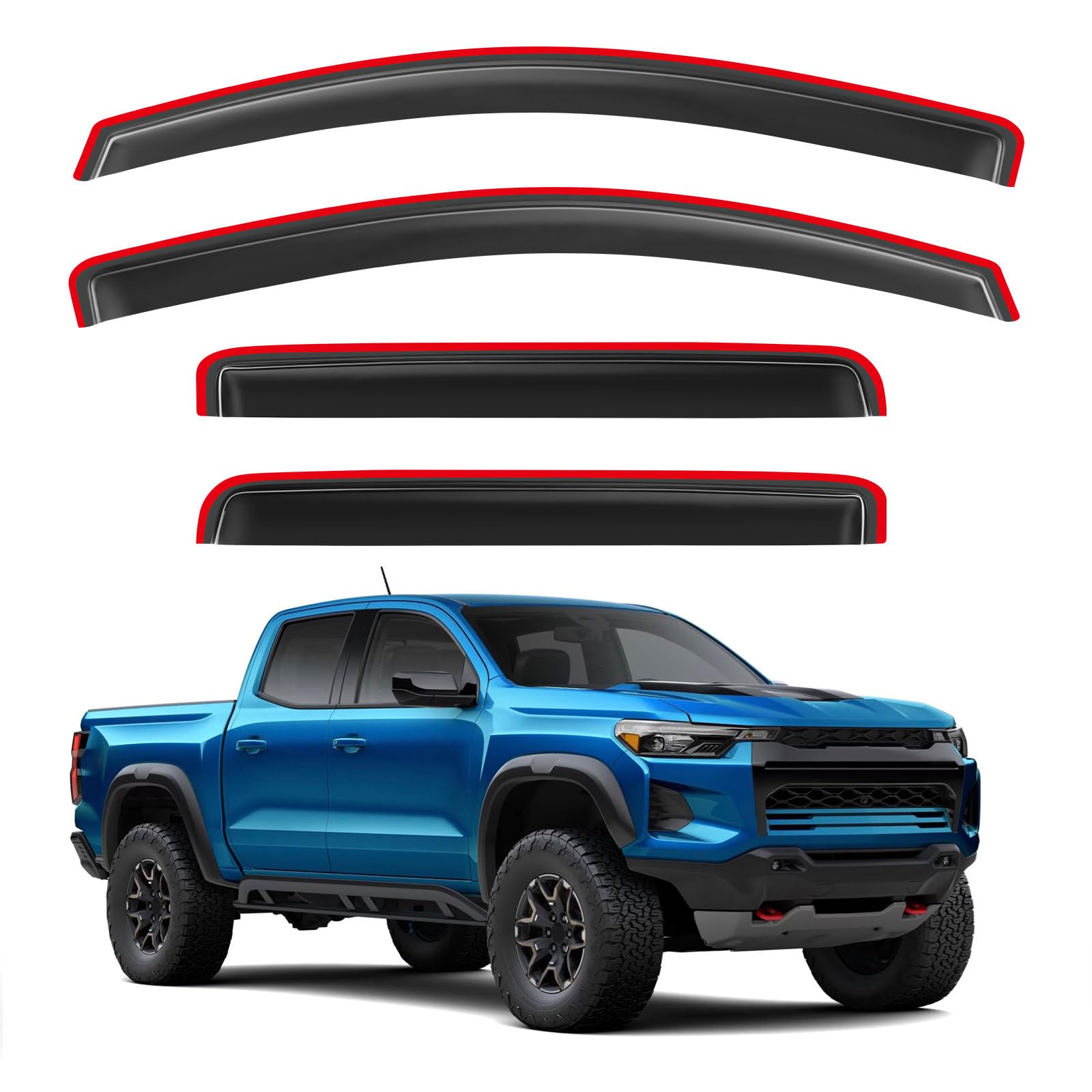 TECHPICCO in-Channel Rain Guards for Chevy Colorado/GMC Canyon 2023 2024, Wind Vent Visors, Side Window Visors Window Deflectors Compatible with Chevrolet Colorado/GMC Canyon Accessories