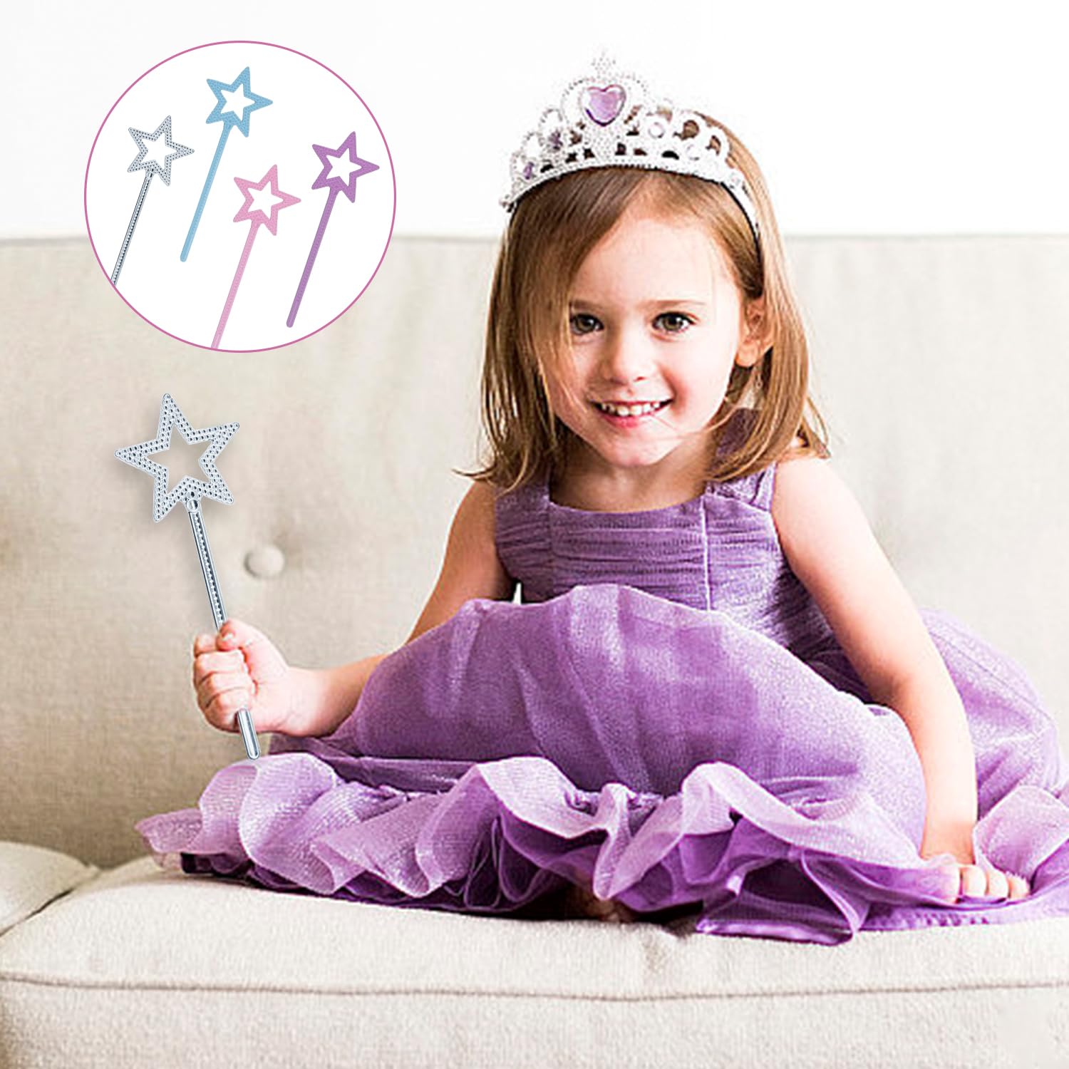 Bacchette Magiche Principessa - Set 4 Pezzi Per Feste E Cosplay | Stelle Lucenti - Foto 7