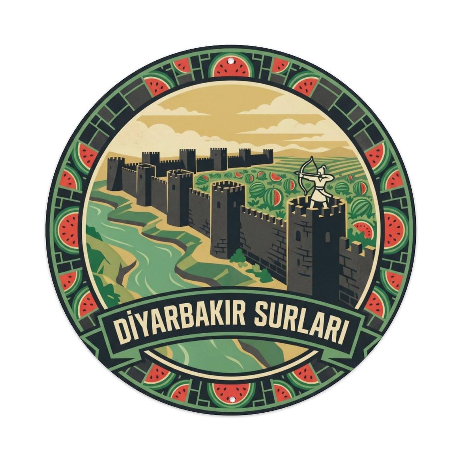 Diyarbakir Walls Anatolian Travel Classic Graphic Metal Tin Sign