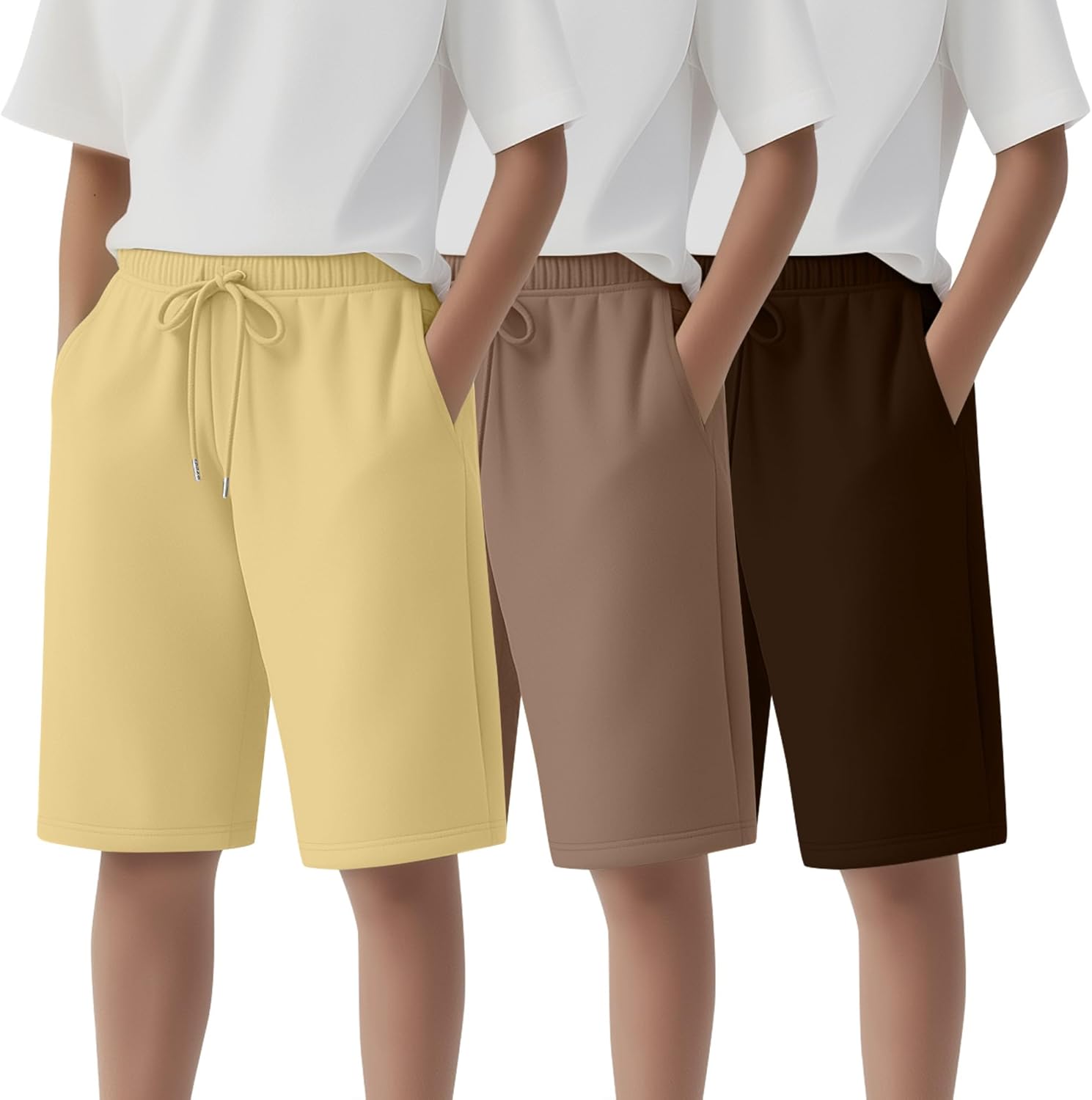 3 Pack Boys Shorts Teen Athletic Basketball Baggy Shorts Kids Casual Basic SweatShorts with Pockets 6-14 Years