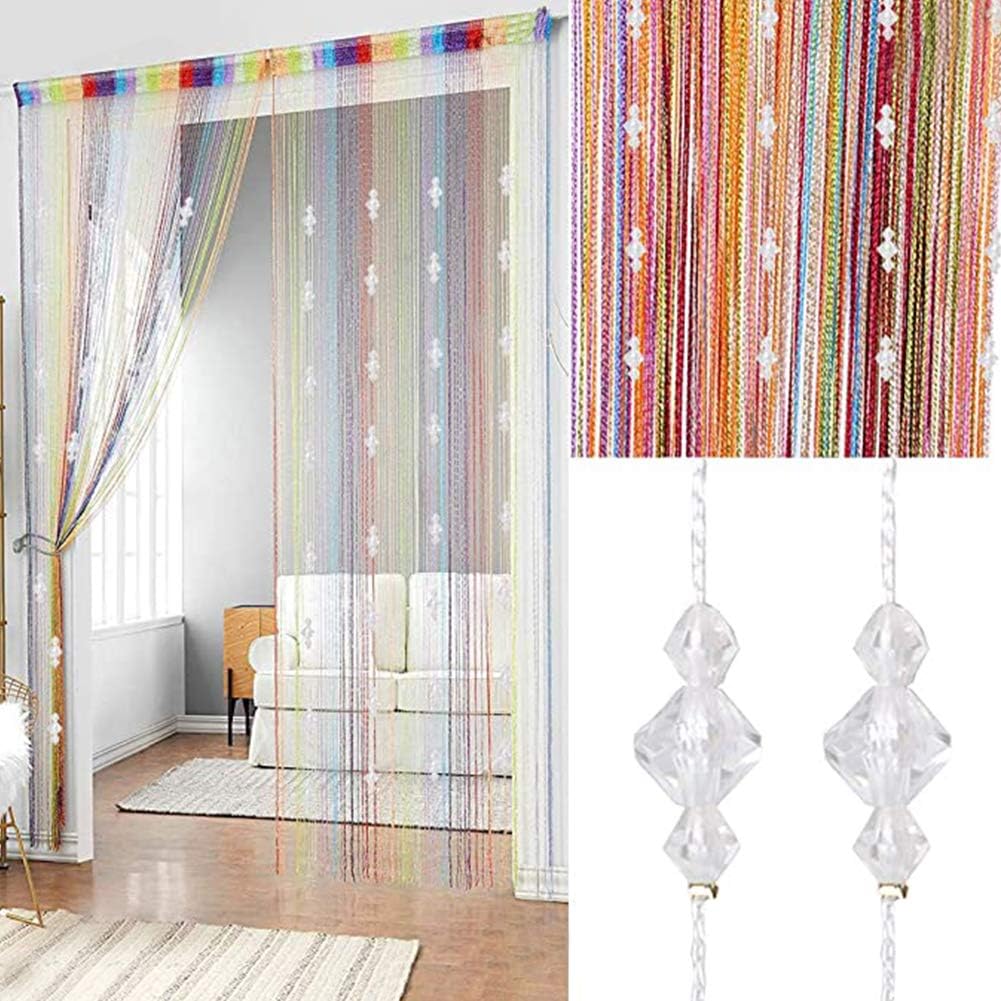 Crystal Beads String Tassel Curtain - Partition Door Curtain Beaded String Curtain Door Screen Panel Home Decor Divider Crystal Tassel Screen 90x200cm (color-3)