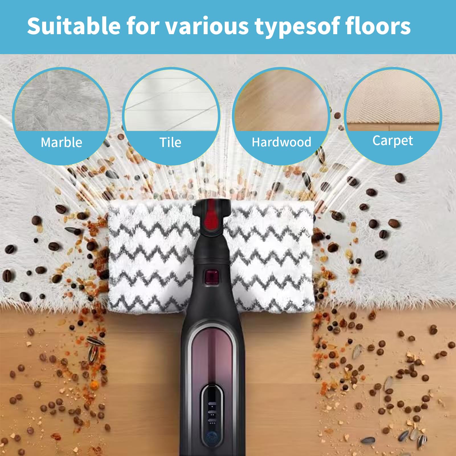 Confezione da 4 cuscinetti di ricambio S6003UK per pulitore a vapore Shark S6001UK S6005UK | Panni di ricambio per scopa a vapore Shark Klik n' Flip Steam Cleaner, lavabili per pavimenti duri