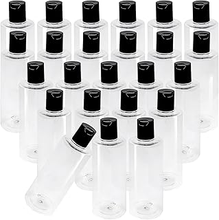 UEJYWUY 24 PCS 8 Oz Clear Plastic Empty Bottles with Black Disc Cap, BPA-Free, 250ml Leak Proof Refillable Lotion Bottle, Squeezable Clear Empty Travel Bottles for Shampoos, Conditioner
