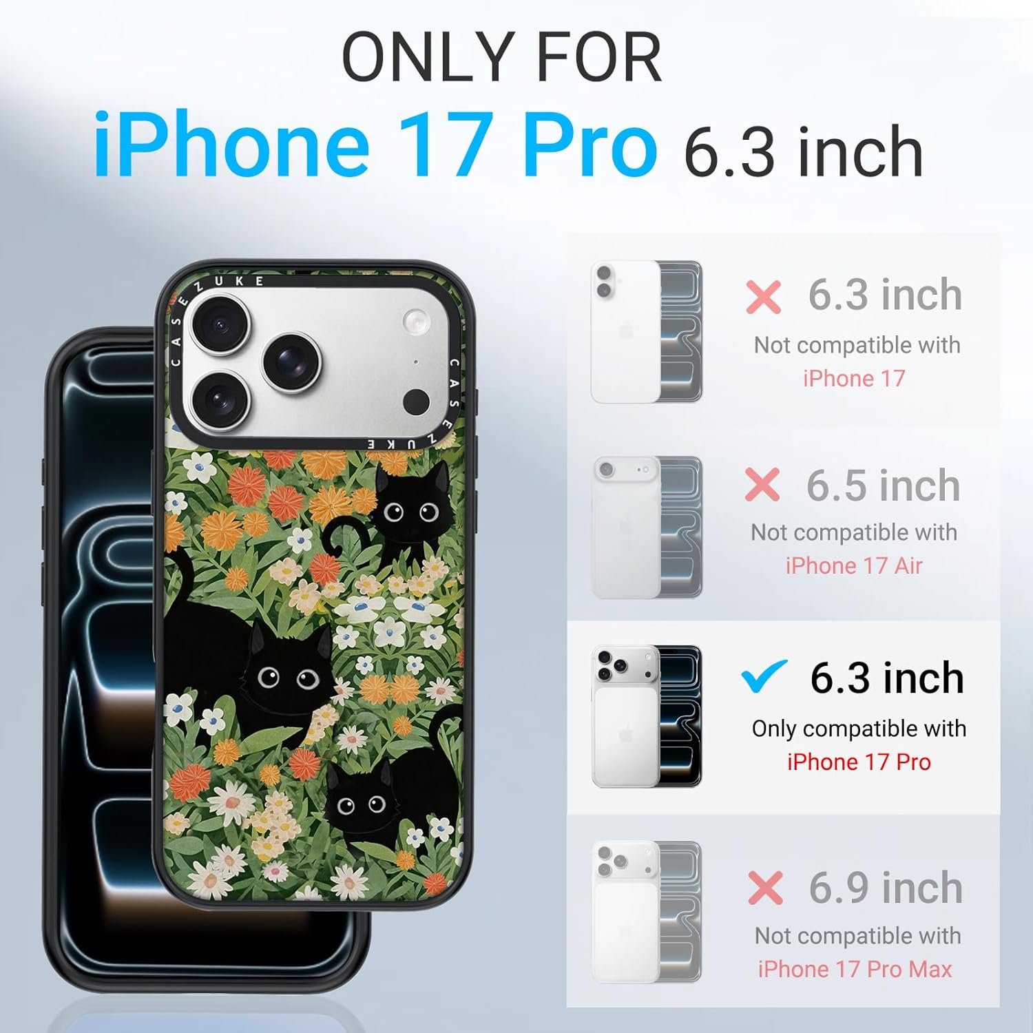 Clear TPU Phone Case Cover for iPhone with Design, Drop Protection, Cute Case for Girl Women (Cat2, iPhone 17 Pro) - Image 2