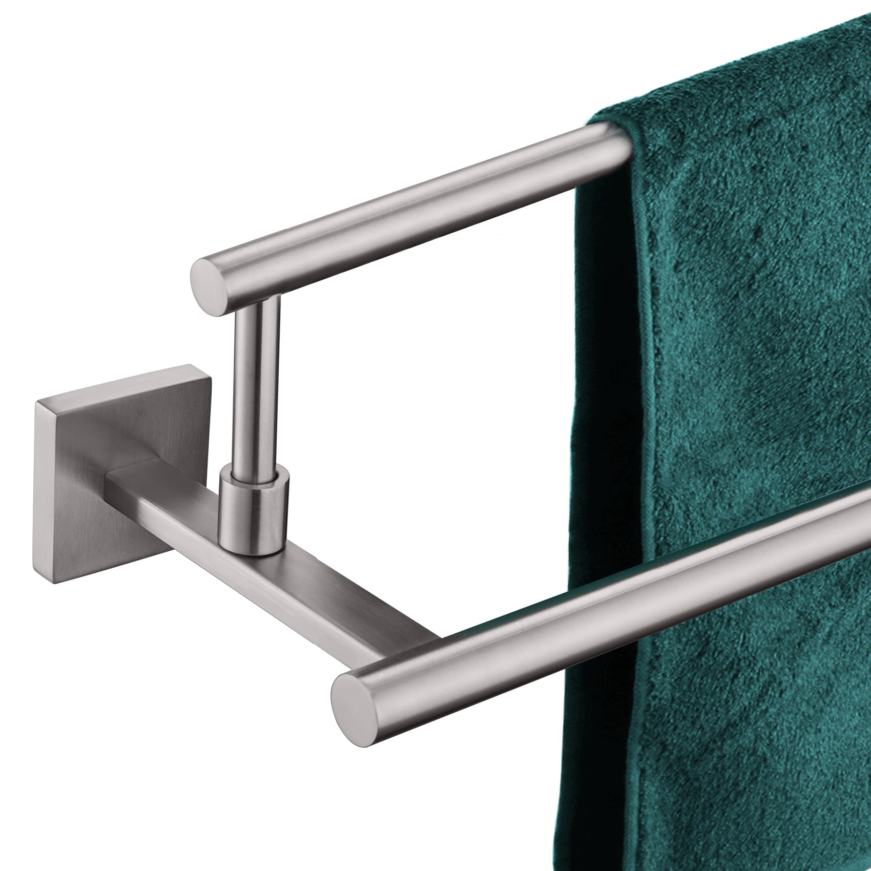 Porte-serviettes de bain double mural en nickel brossé grand format 81cm