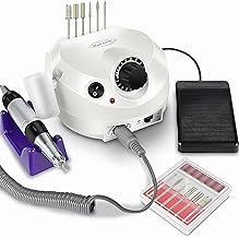 Voltix Professional Nail Drill 35000 RPM with Adjustable Speed and Pedal, Electric Drill for Manicure and Pedicure, Nail Mill for Removing Gel and Nail Polish, White Electric File