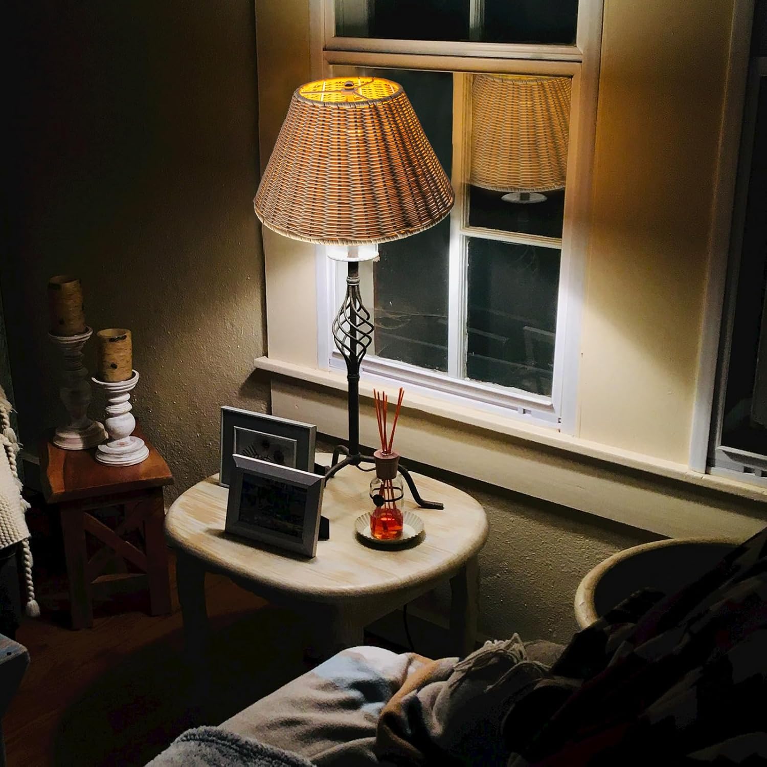 Woven Wicker Lampshade, Barrel Shape, Replacement Shade for Table & Floor Lamps, Unique Boho Design