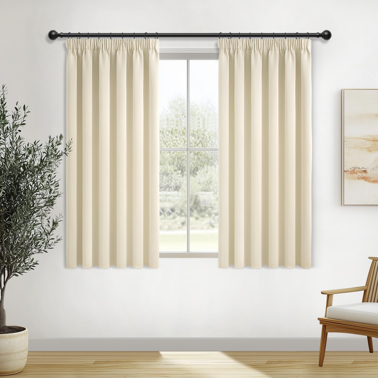 MRTREES Cortinas Opacas Termicas Aislantes Cortina Corta Fruncida Moderna para Salon Dormitorio Infantil Bebe Habitacion Juvenil Comedor 2 Piezas 140 x 145 cm Beige Global Recycled Standard Global Recycled Standard Global Recycled Standard