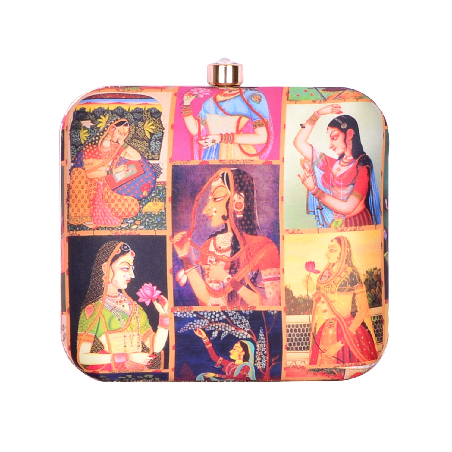 Artklim Mughal Miniature Print Clutch Bag with Detachable Sling (B0837SDHP9) Amazon Price History, Amazon Price Tracker
