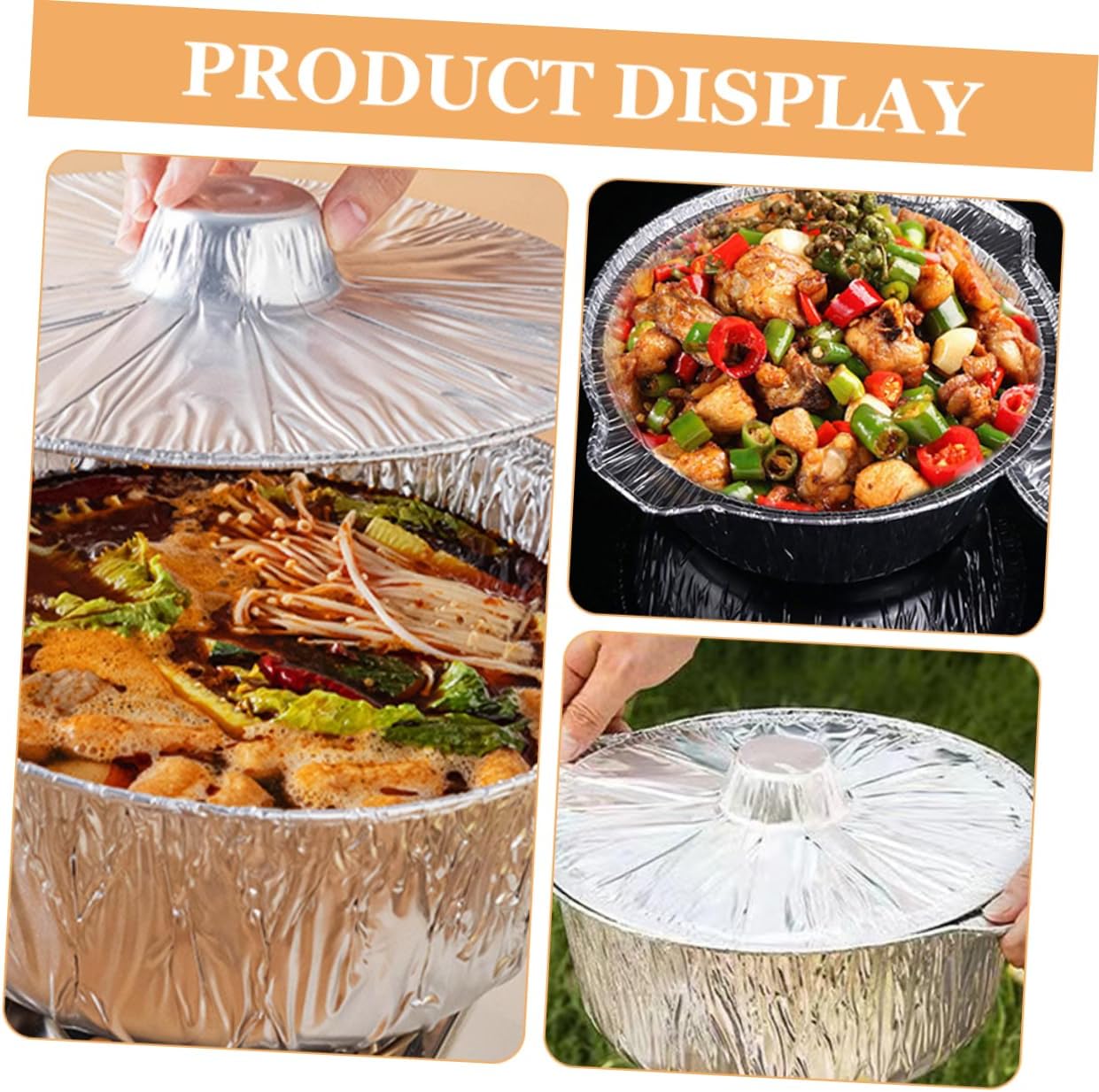 8pcs Disposable round Aluminum Foil Pots with Lid Xmas 2000ml