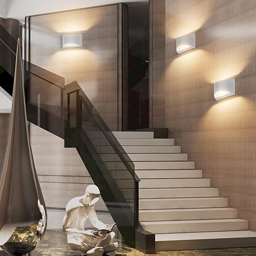 Miniatura 5 de Aipsun Aplique de pared LED moderno de aluminio para interiores, 1 paquete de luces de pared con cable arriba y abajo, para sala de estar,