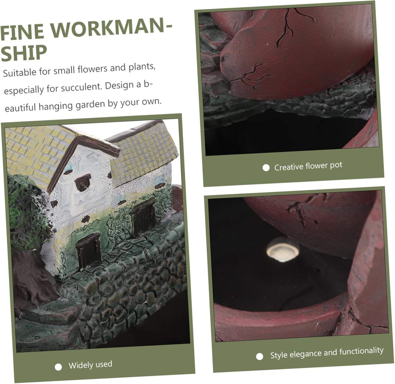 Dual Layer Sky Garden Pot Resin Decorative Planter for Succulents Cacti Bonsai Elegant Resin Flower Pot for Home Office Balcony Small Plant Container for Indoor Outdoor Use