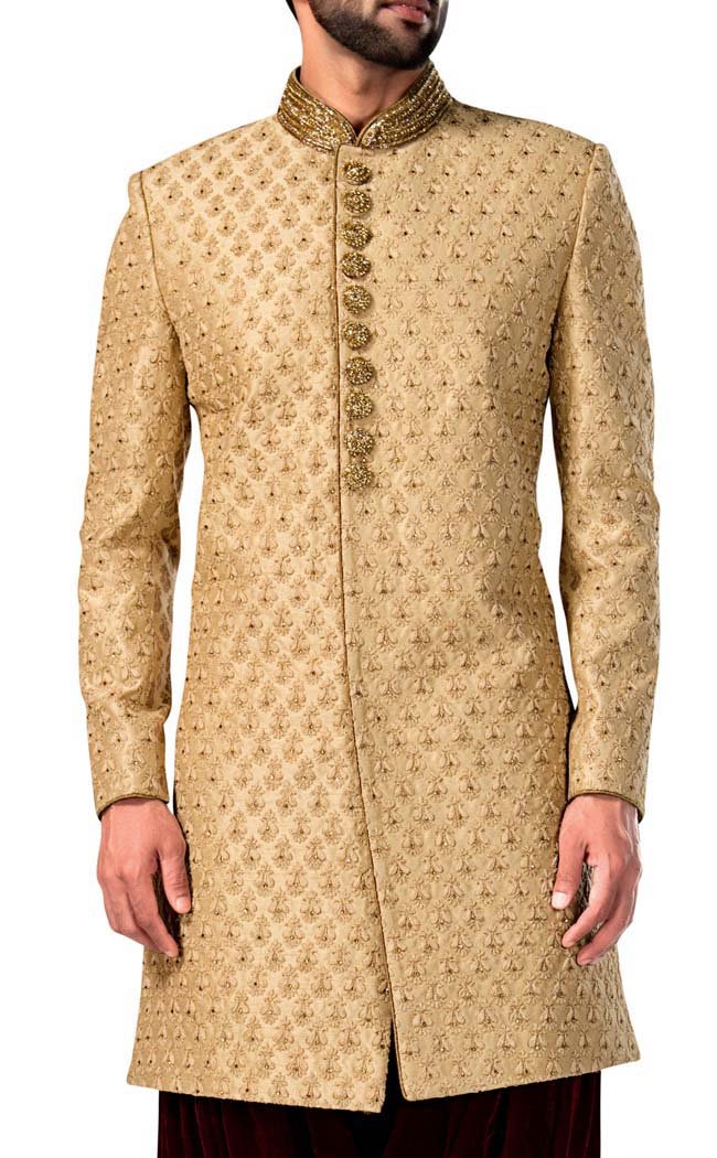 INMONARCH Sherwani for Men Beige Indowestern Bollywood Indian Wedding Clothes IN4338