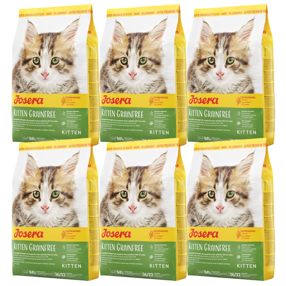 Josera Kitten Grain-free complete food | Growing kittens | Pregnant & nursing mothers | Optimal development | Omega 3 | Anti-Hairball | Skin & Coat | 6x2kg