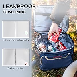 EVERFUN Small Lunch Box Insulated Cooler Bag Mini Cooler 24 Can Soft Sided Lunch Bag for Men Women Ice Chest Double Deck Portable Personal Collapsible Waterproof Leak-Proof for Work Travel Car, Navy