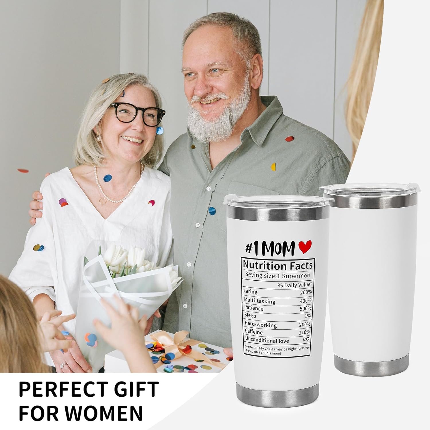 Best Mom Ever White Tumbler - 20 oz Double Wall Insulated Mom Coffee Mug with Lid & Straws, Perfect for Birthday or Christmas Gifts - Image 5