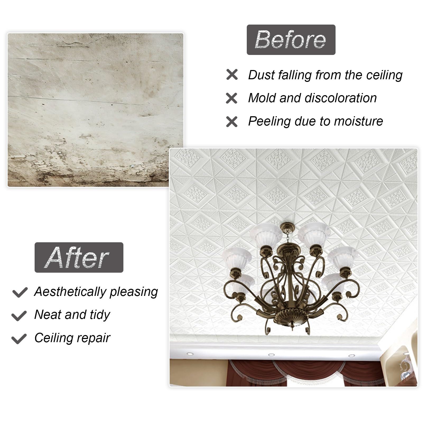 Paneles Decorativos Baldosas de Techo 3D Autoadhesivas, Papel Tapiz Decorativo de Espuma para Techos con Diseño Floral, Paneles Pared Autoadhesivos Salpicaderos.(Style F,25 pcs (Cover 12.25 m²))