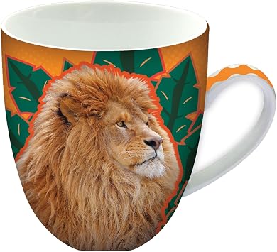 Animug Lion Coffee Mug from Deluxebase. 15 Fl Oz Animal Print Ceramic Mug. Dishwasher Safe Lion Cup with Handle. Attractive Novelty Coffee Mugs. Funny Mugs and Cute Gifts for Kids and Adults