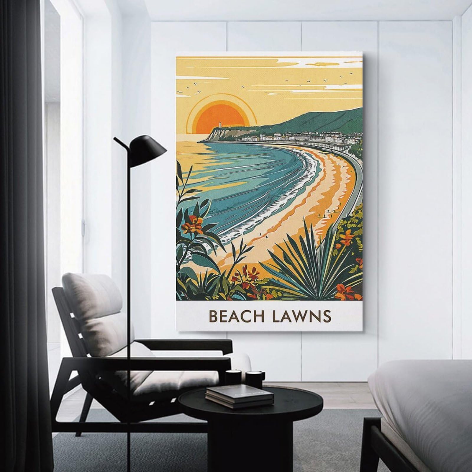 Junmoney Beach Lawns Sunset Home Decor Wall Art, 24x36inch(60x90cm), for Home Walls, Creative Rooms Or Shared Spaces, An Adaptable Decor Piece for Home Use
