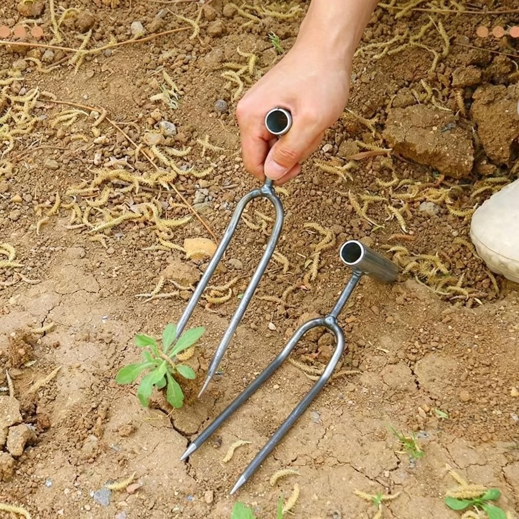 Iron 2 Prong Root Rakes Hand Fork Ideal for Gardening Soil Aeration Planting and Fertilizing 270Mm Length image 2