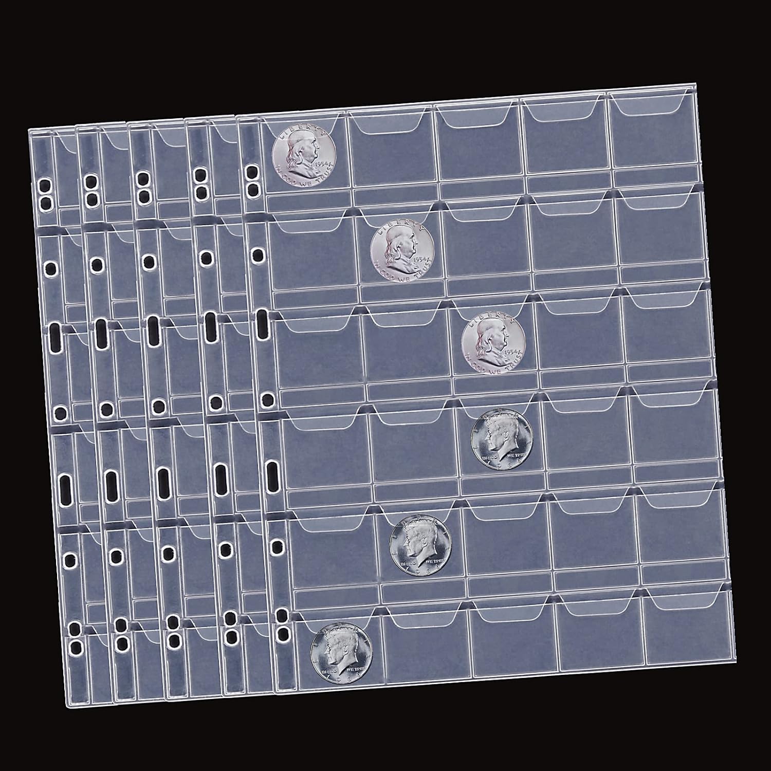 MUDOR PVC Free Coin Sleeves for Binder, 30-Pocket Pages Coin Holders