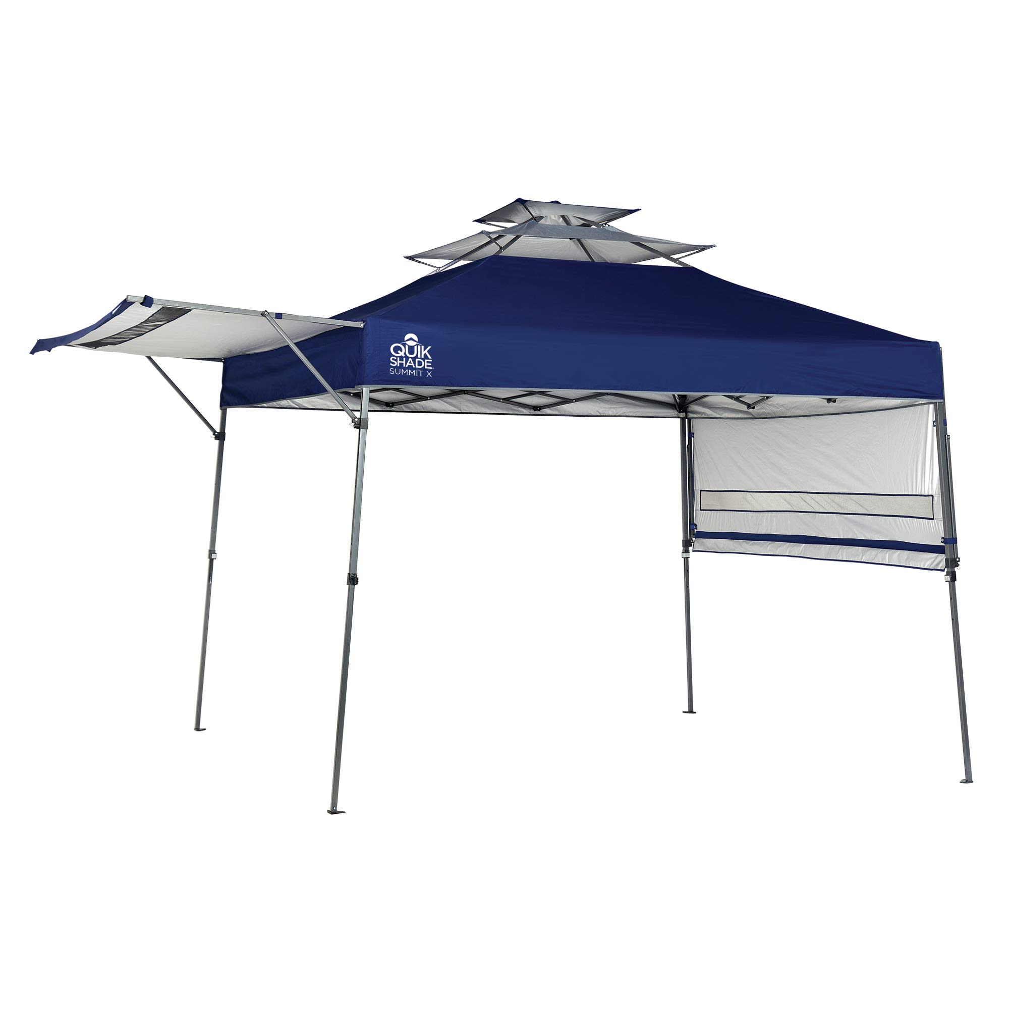 Quik Shade Summit 10 x 17-Foot Instant Canopy with Adjustable Dual Half Awnings, 170 Square Feet of Shade for 15 People - Blue (157417)