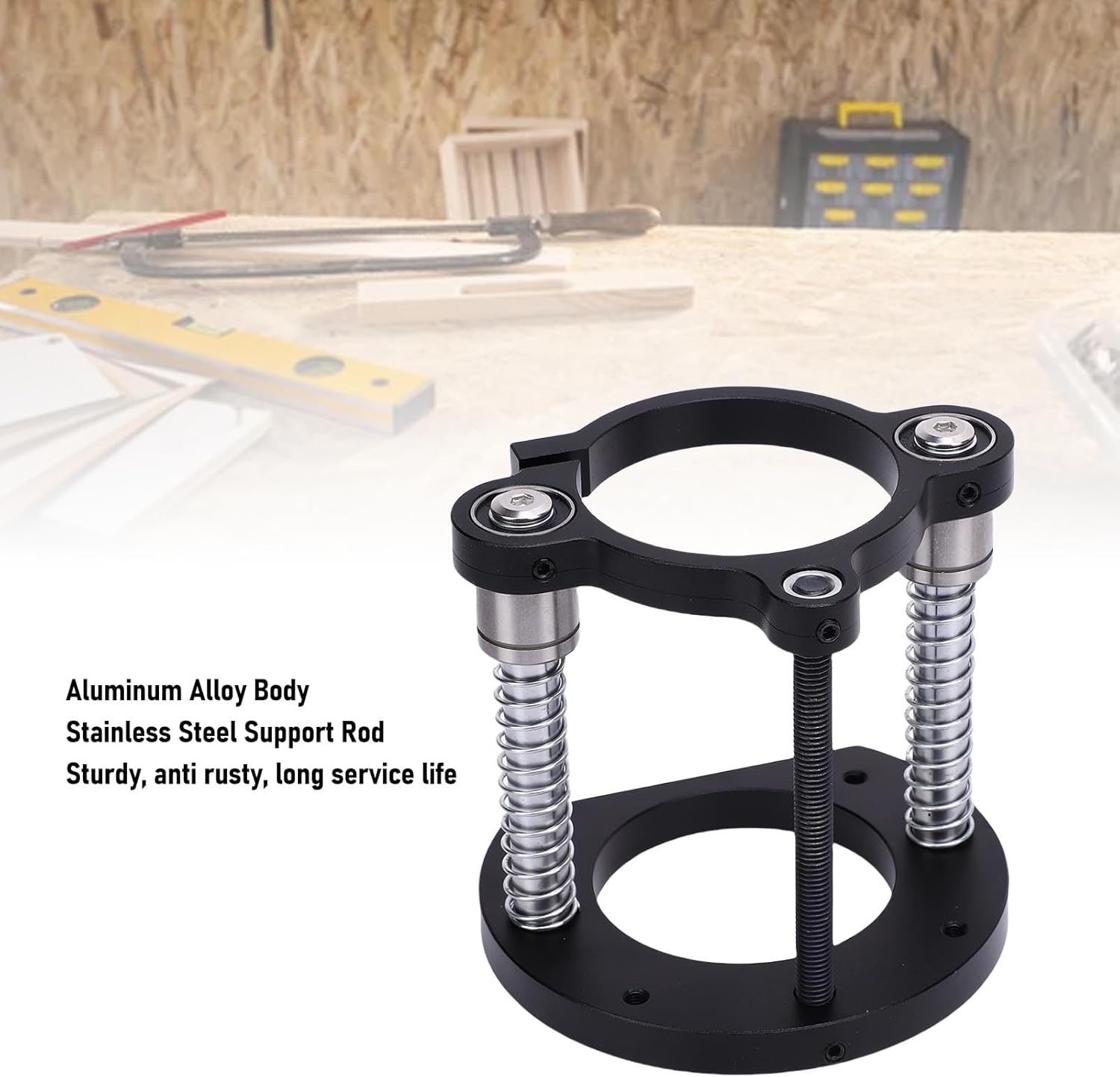 Luocute Router Base for 64mm to 66mm Diameter Machine, Woodworking Router Table Lifting System Base with 2 Jaw Clamping, Hand Crank Lift Tool for Small Trimming Machine Slotting