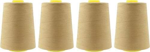 Vista 179 de Mandala Crafts - Hilo de coser multiusos de poliéster para máquina de coser de sarga, sobrehilado, acolchado Beige
