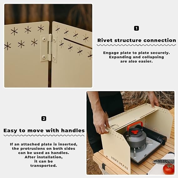 HIKEAMN Camping Stove Windscreen - Outdoor Folding Gas Stove Windshield,Camping Wind Blocker with a Storage Bag for Camping,Hiking,Picnic,Cooking (Army Green)