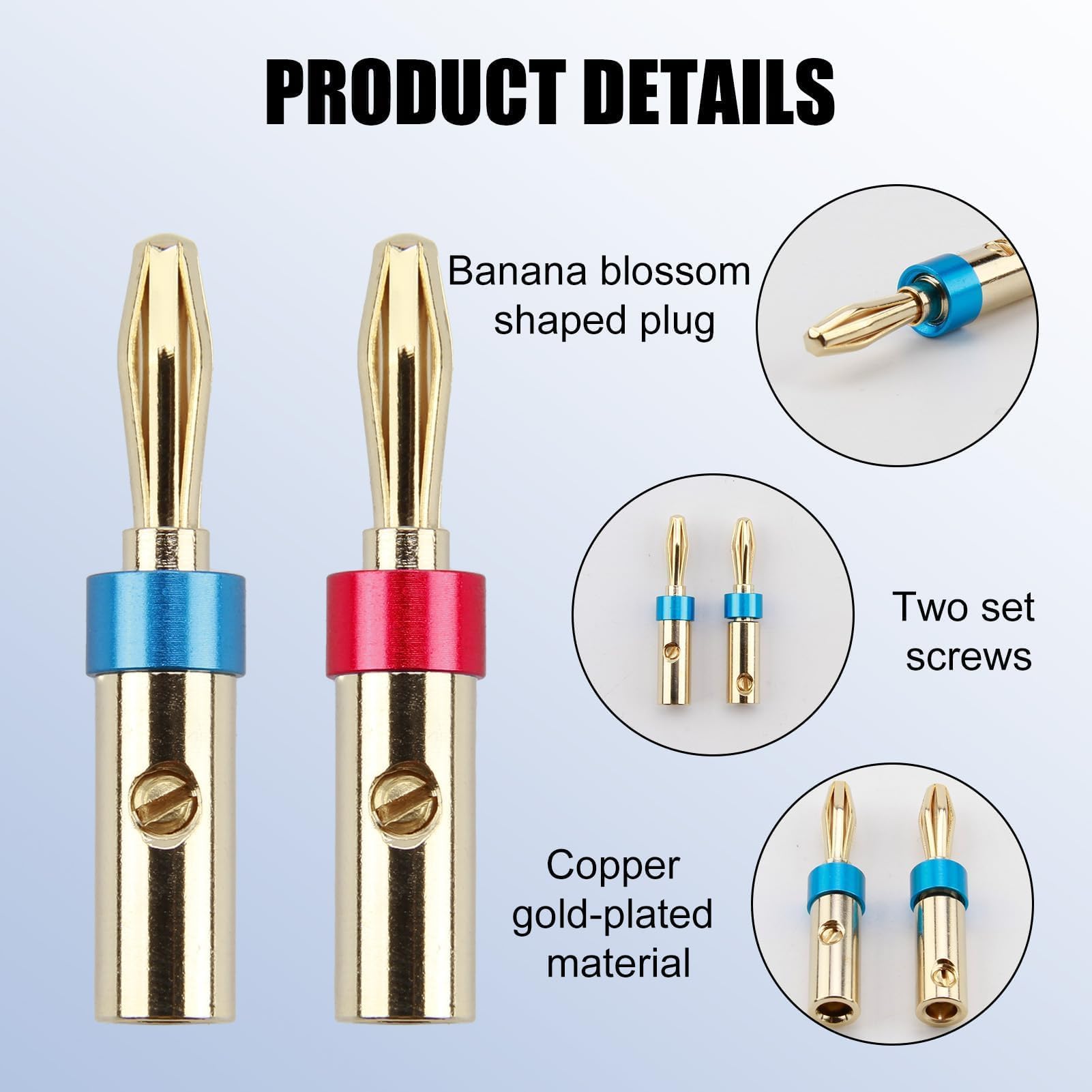 10 Connettori A Banana Nakamichi Placcati Oro 4mm Per Cavi Audio E Altoparlanti