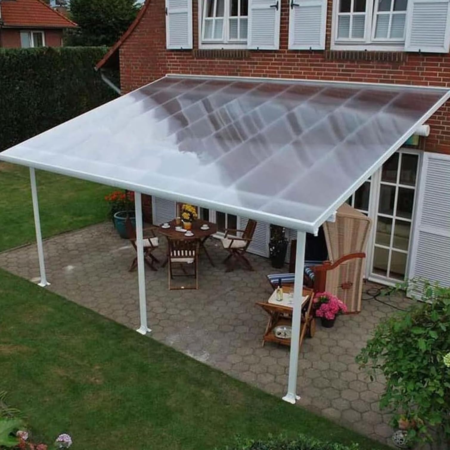 Polycarbonate Panel Roofing Sheets,Roof Cladding,Greenhouse Shed Canopy,UV Protection Rainproof Outdoor Awning Covers,Glass Replacement,Easy Cut(1.22x1m(4x3.3ft))