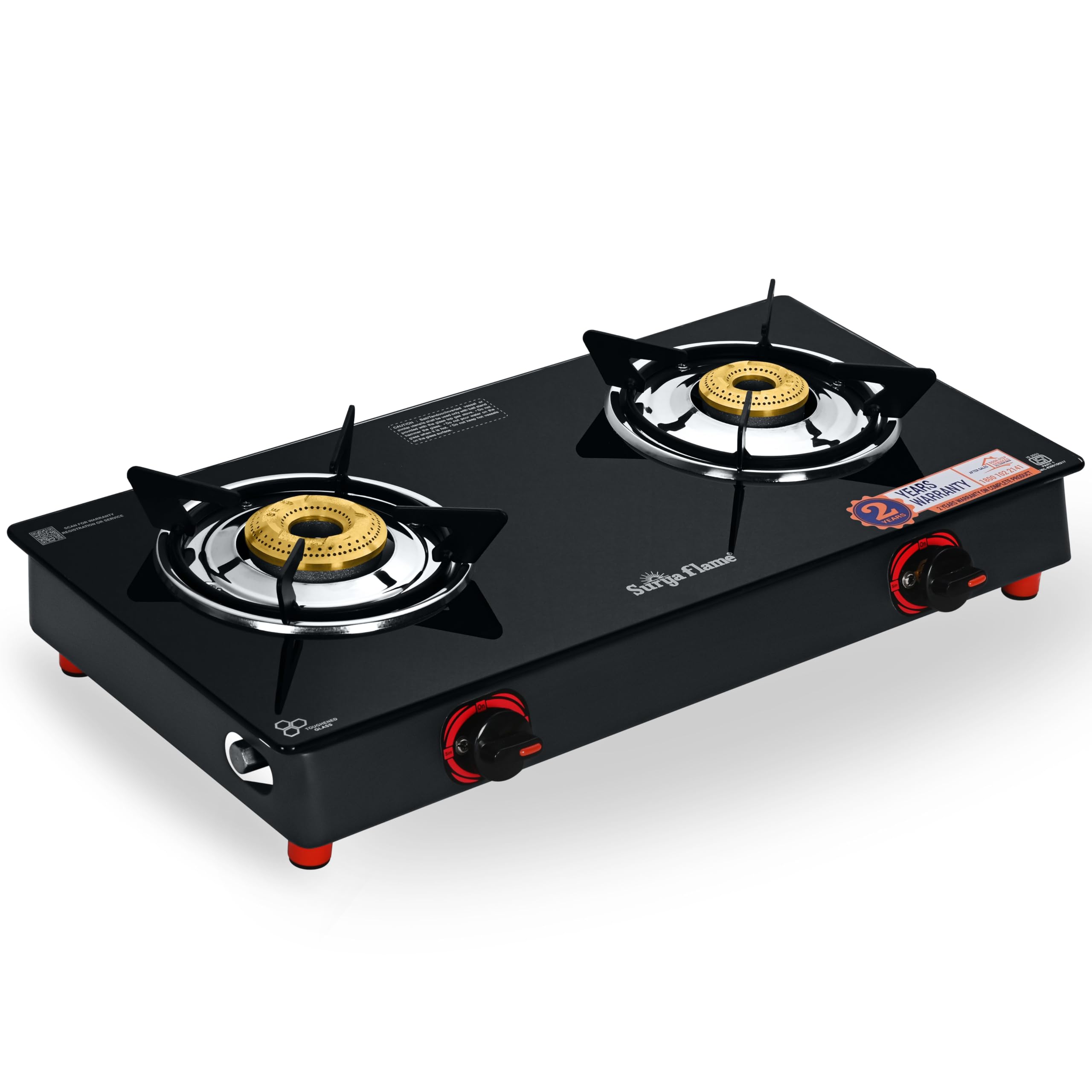 Surya Flame LPG Gas Stove 2 Burners Glass Top with High Powered Bra…