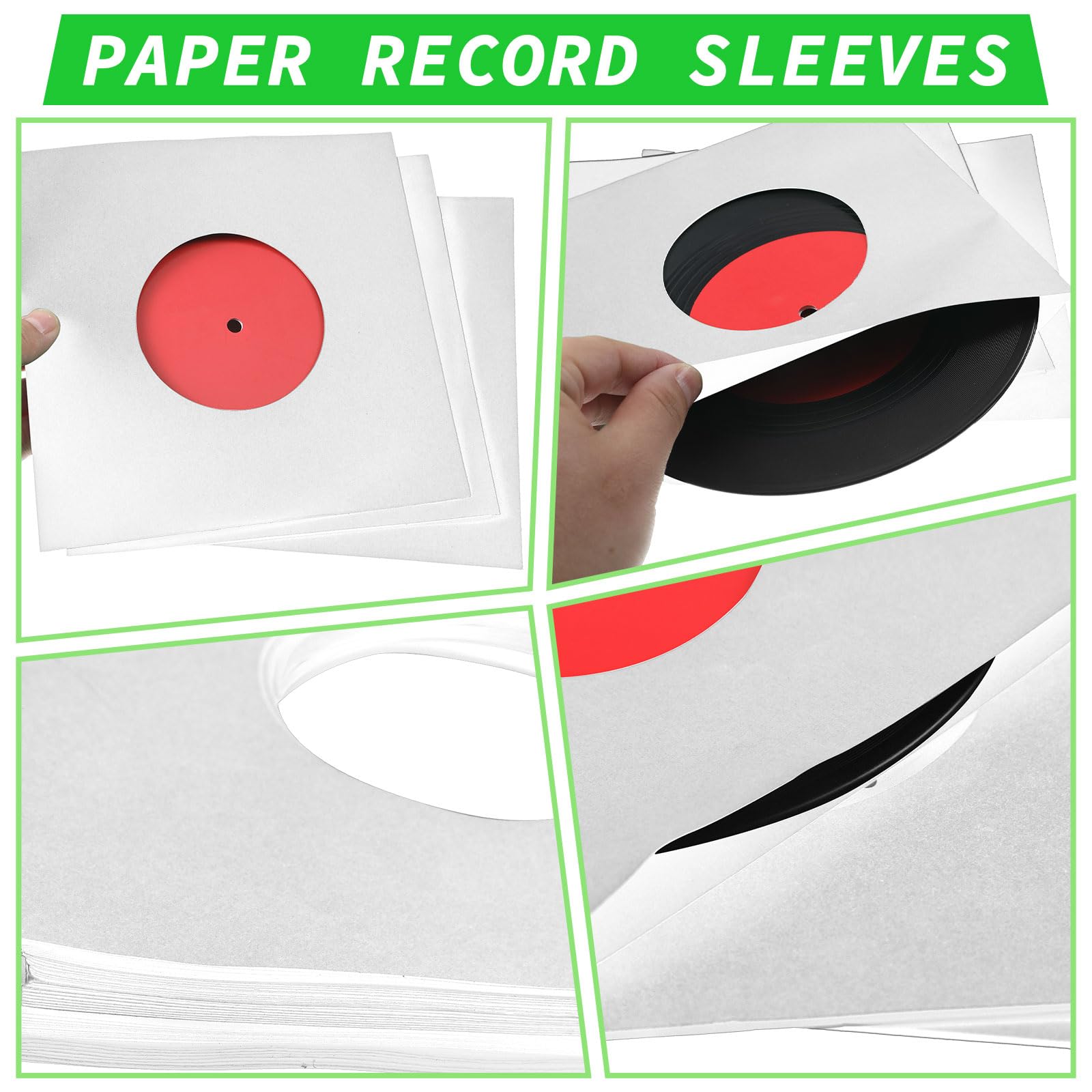 Eaasty 100 fundas de papel de vinilo de 45 RPM, fundas de papel de protección de discos de 7 pulgadas para fundas cuadradas individuales, cubiertas exteriores de álbumes, cubiertas de vinilo con